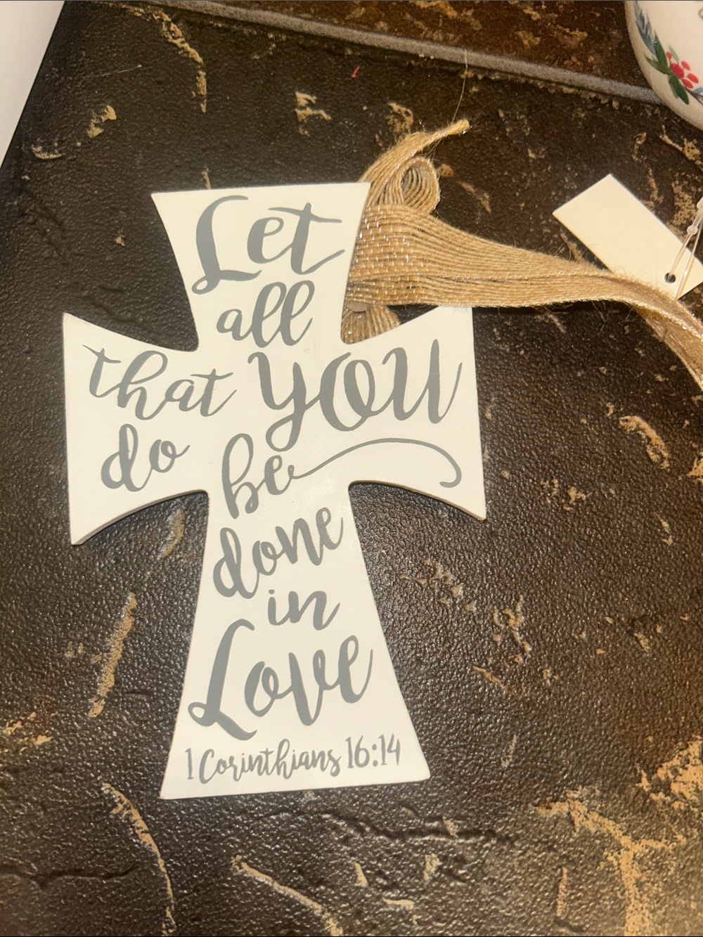 White Inspirational Cross Wall Decor - Let All That You Do Be Done in Love